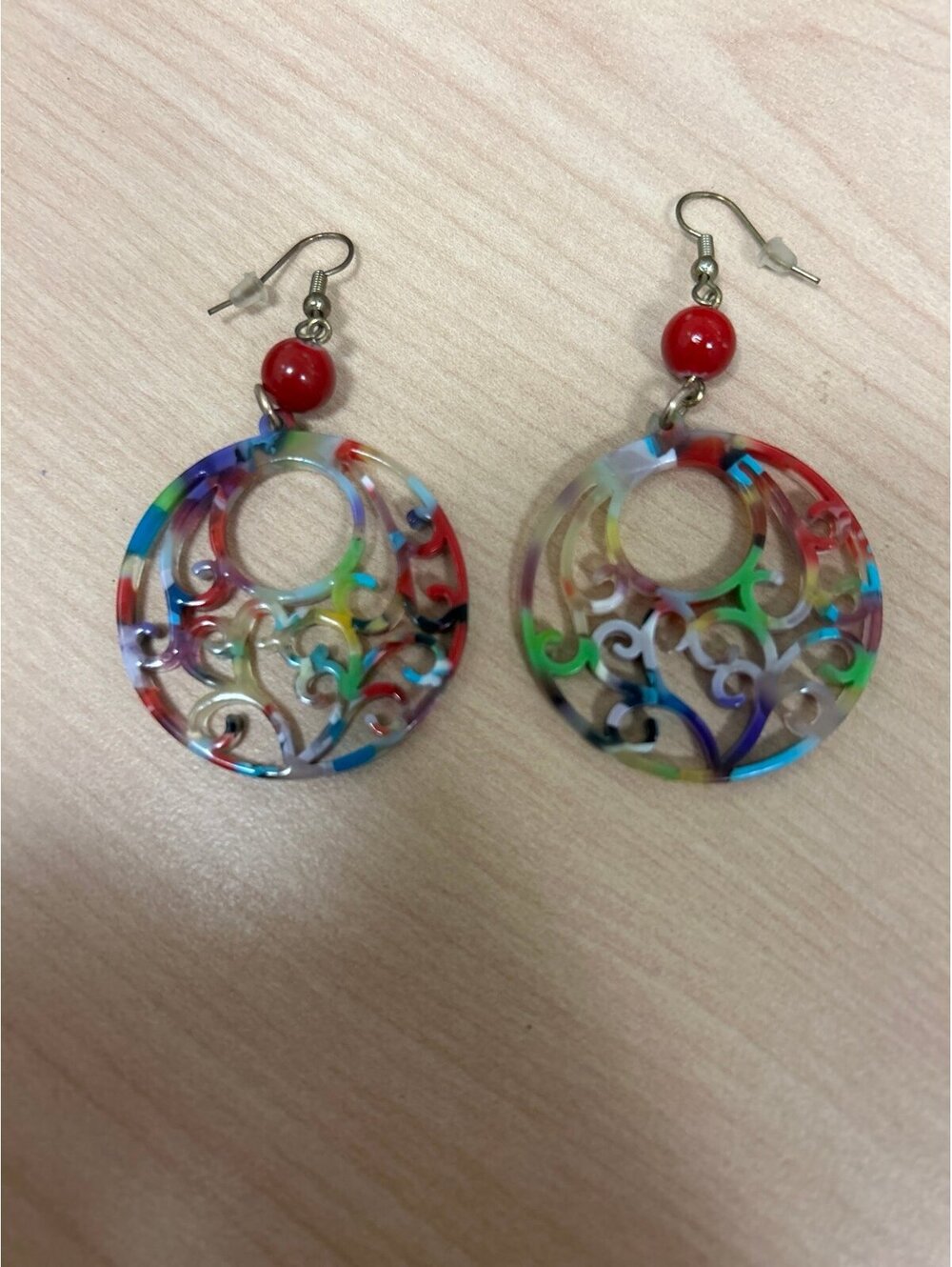 Fun Festive Whimsical Colorful Scroll Boho Dangle Earrings